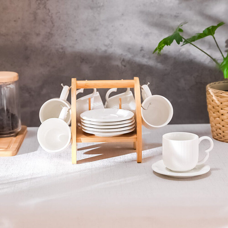 

Danube Home 13-Piece Princess Porcelain Tea Cups with Saucer Set, White