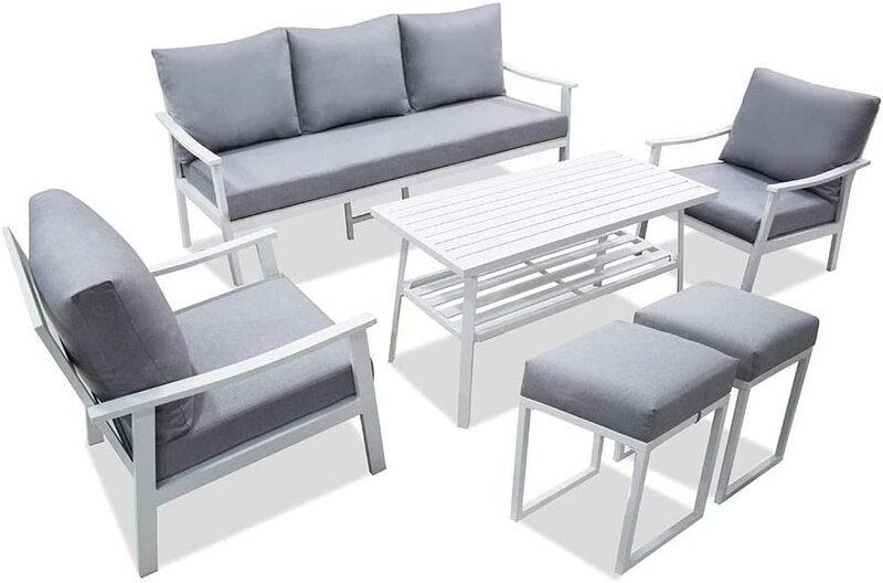 Danube Home Imperial 7-Seater Outdoor Sofa Cum Dining Set, Grey