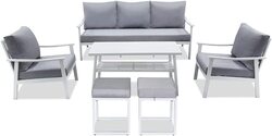 Danube Home Imperial 7-Seater Outdoor Sofa Cum Dining Set, Grey