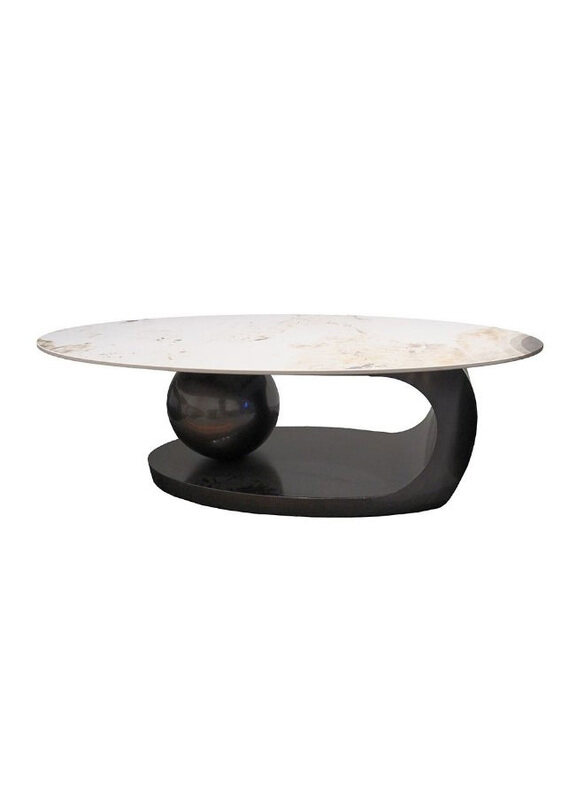

Danube Home Hamman Round Coffee Table, White/Beige/Gunmetal Black