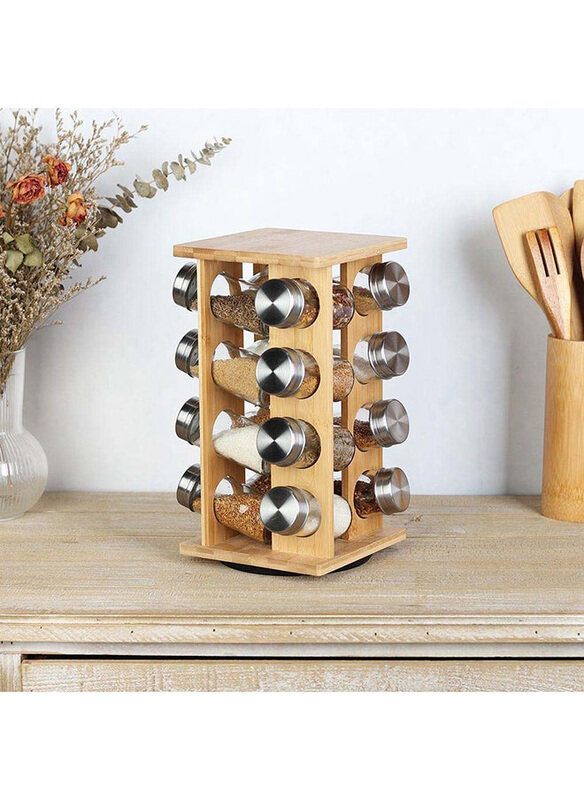 

Danube Home 16-Piece Loretta Bamboo Spice Rack Set, Light Brown