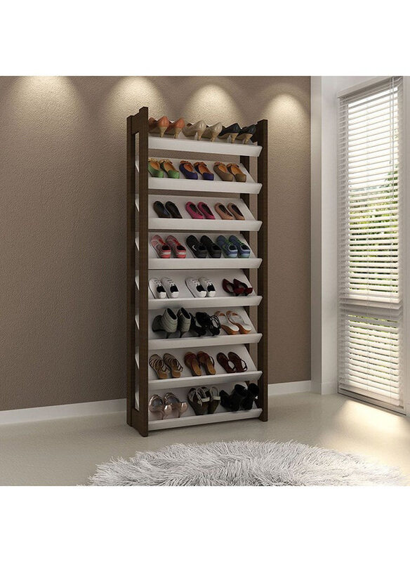 

Danube Home 24-Pair Lean Modern Design Shoe Cabinet, White/Dark Brown