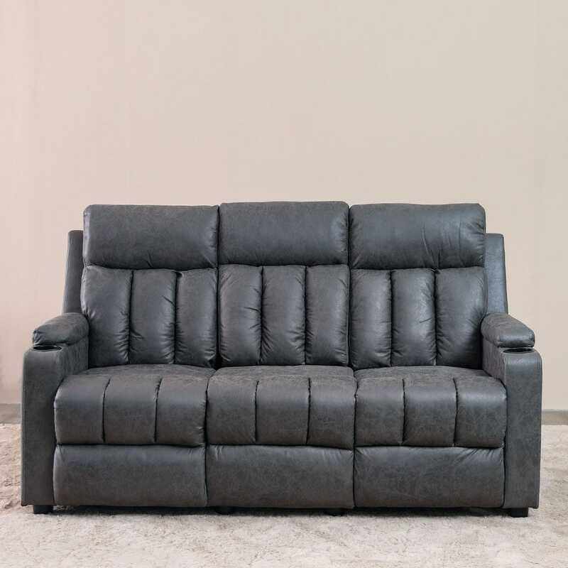 

Danube Home Andover 3 Seater Fabric Recliner, Dark Grey