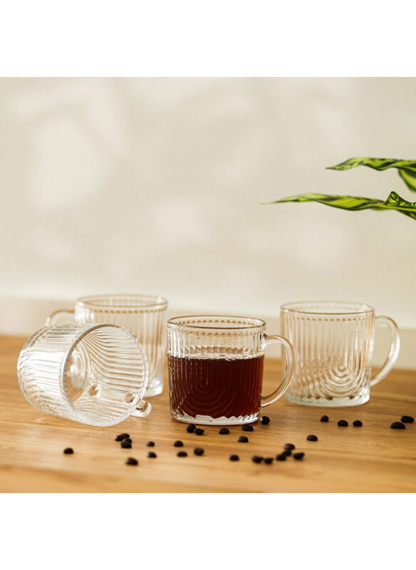 

Danube Home 4-Piece 450ml Mysteva Glass Mugs, Clear