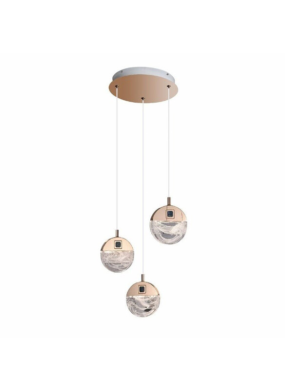 

Danube Home Alisse Pendant Stainless Steel Plus Aluminium Crystal Led, Gold/Clear