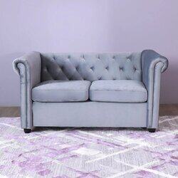 Danube Home Chester Plain Fabric Sofa, Two Seater, Grey