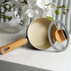 Danube Home 1.2 Ltr Round Sauce Pan with Glass Lid, Aria, 12x16.5x32cm, Multicolour