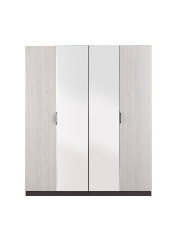 

Danube Home Pletora 4 Door Wardrobe with 2 Mirrors, Grey Oak