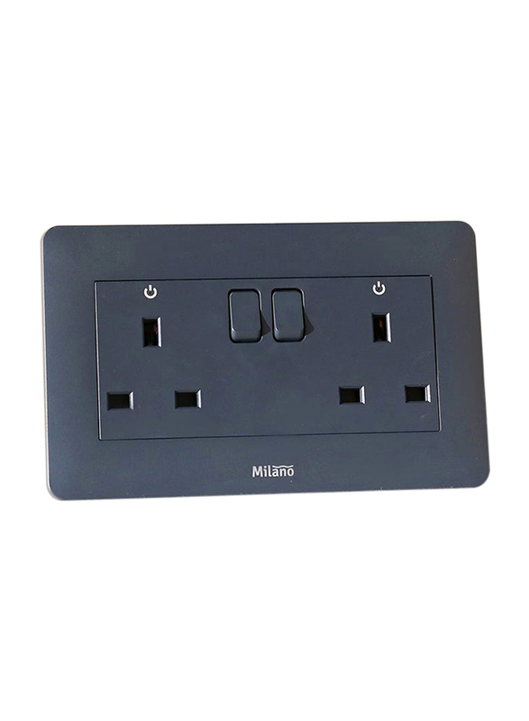 Milano 13A Dual Switched Socket Mblk Piano Series, A63-C14, Black
