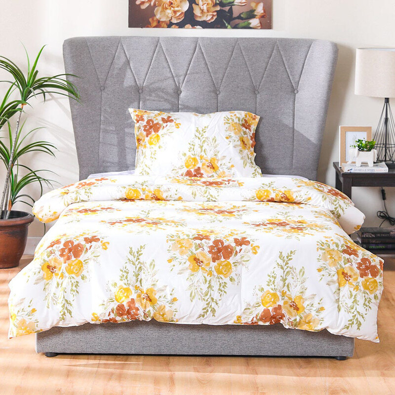 

Danube Home 2-Piece Shoreline Scattered Floral Comforter 100% Cotton Bedding Set With Pillow Cover For Bedroom, Single, Peach