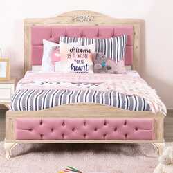 Danube Home Golden Kid Bed, Milky White/Pink