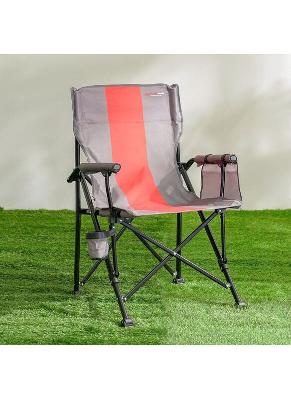 

Danube Home Foldable Camping Light Weight Patio Chair, Red/Grey