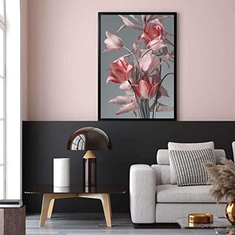 

Danube Home Gallery Safflower With Gray Background Framed Art, Black