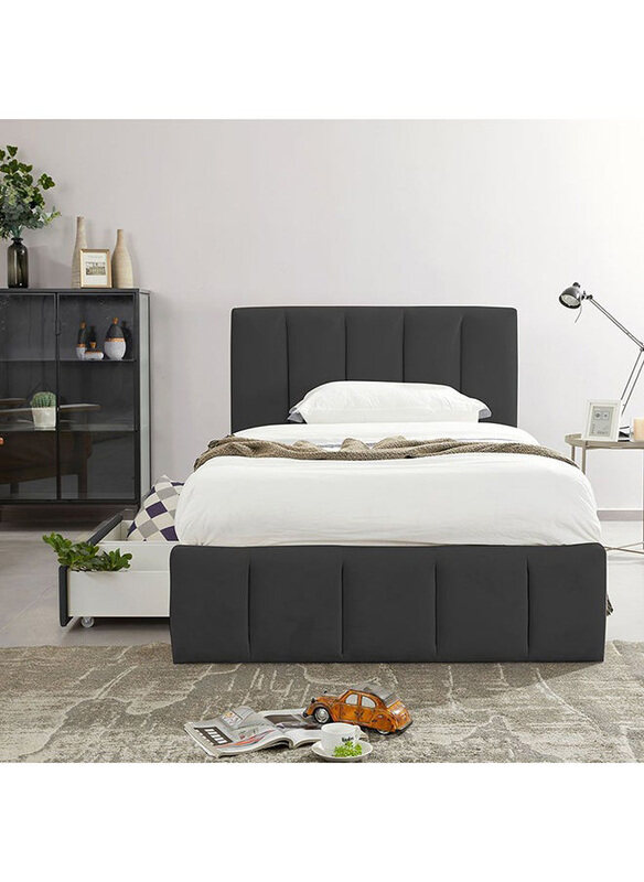 

Danube Home Vista Teen Single Bed with Drawers Sturdy Modern Design Wooden Single Bed Frame Furniture, L 220 x W 131 x H 111cm, Black