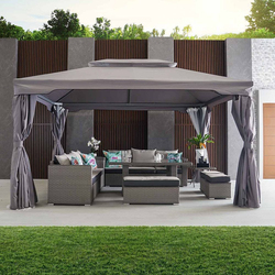 Danube Home Roma Gazebo Aluminum Frame with Polyester Roof, Grey