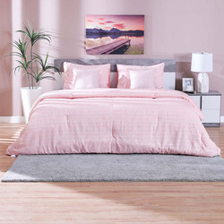 Danube Home 5-Piece Arianna Comforter 100% Cotton Fill & 100% Polyester Bedding Set, 2 Pillow Cover, 2 Cushion Cover For Bedroom, Super King, Peach