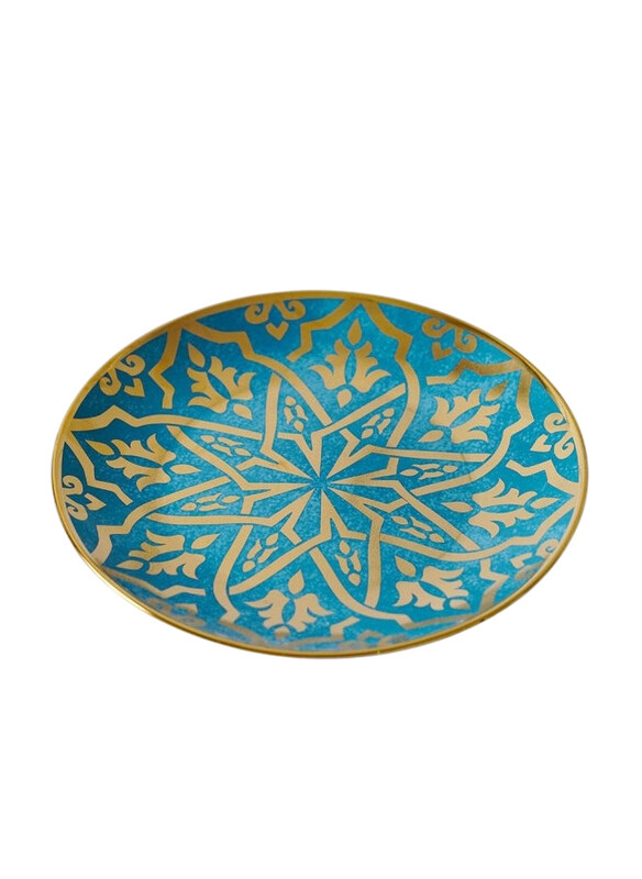 

Danube Home 8-inch Zahra Dessert Plate, Blue/Gold