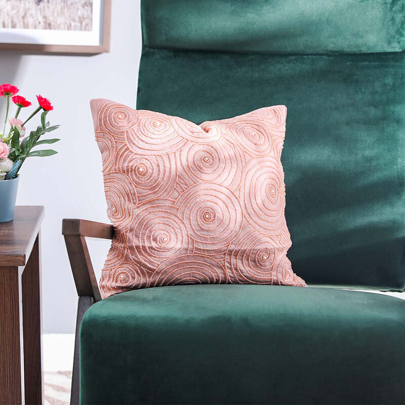 

Danube Home Luxury Embroidered Viscos Cushion Cover, 45 x 45cm, Pink