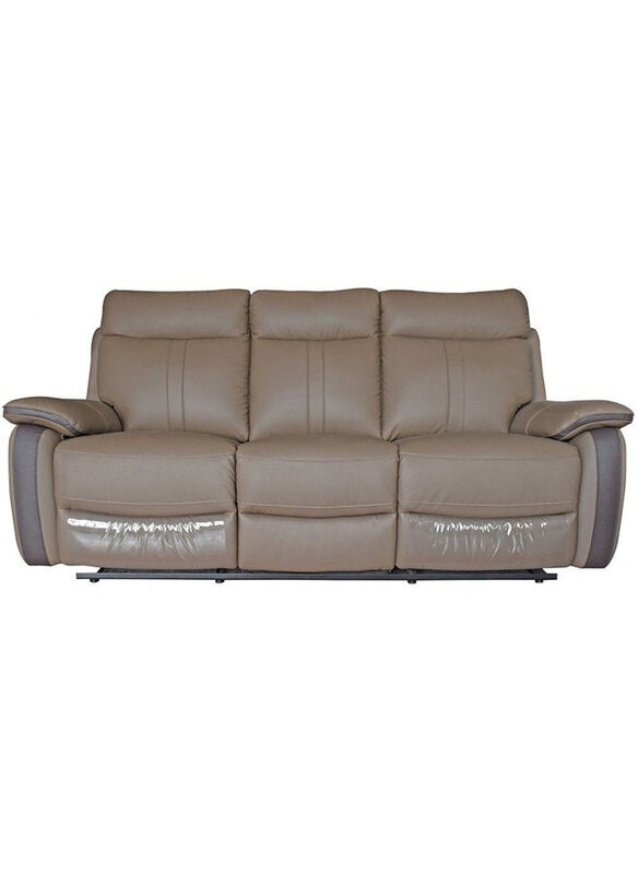 

Danube Home Arlington 3-Seater Half Leather Manual Recliner Sofa, Brown