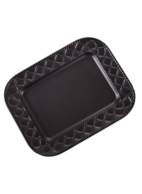 

Danube Home Pristine Embossed Rectangular Serving Plate, Black