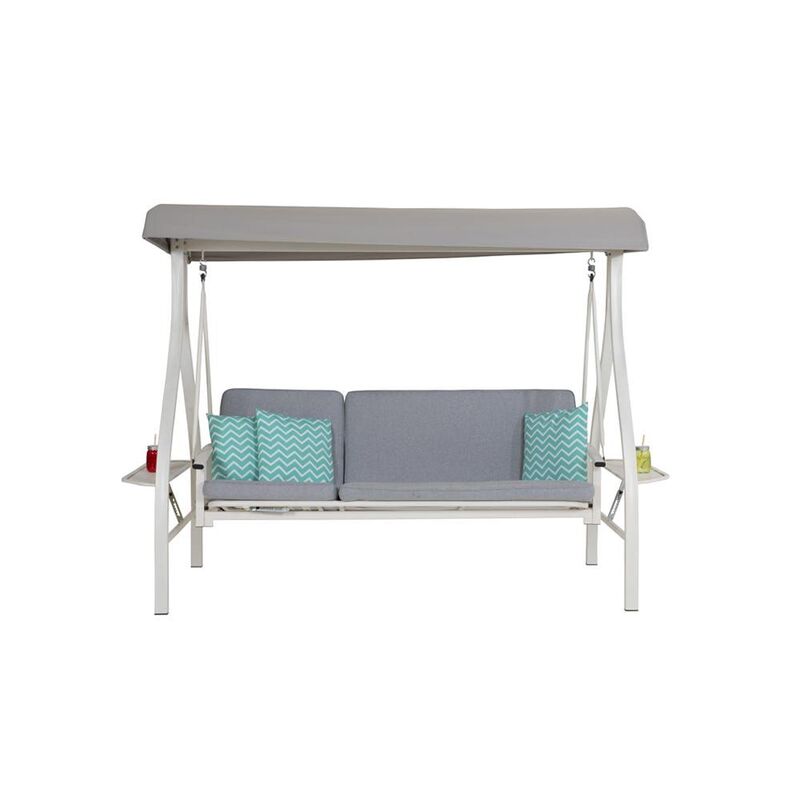 Danube Home Alma 3 Seater Lounger Cum Swing, Grey/White