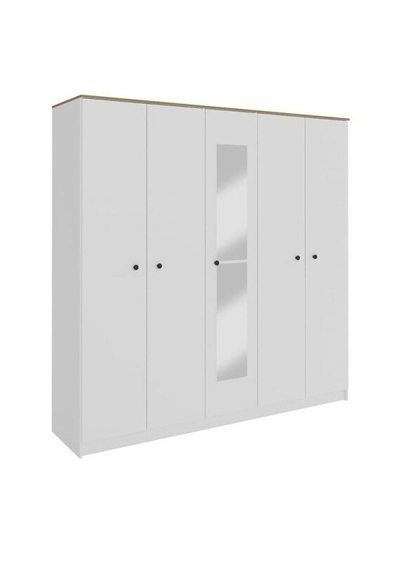 

Danube Home Pera 5 Door Wardrobe, White/Light Oak