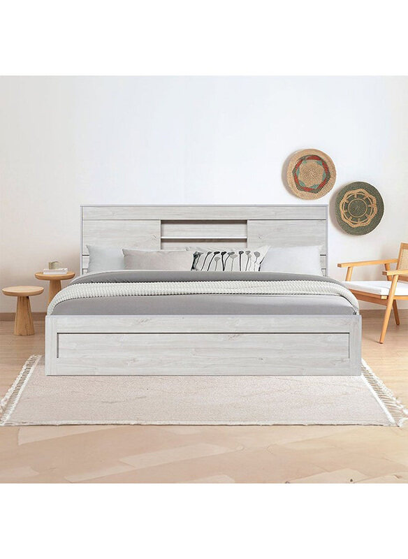

Danube Home Tisley King Bed with Under Bed Storage Sturdy Modern Design Wooden Double Bed Frame Furniture, L 216.4 x W 188.5 x H 100 cm, L.Oak/White F