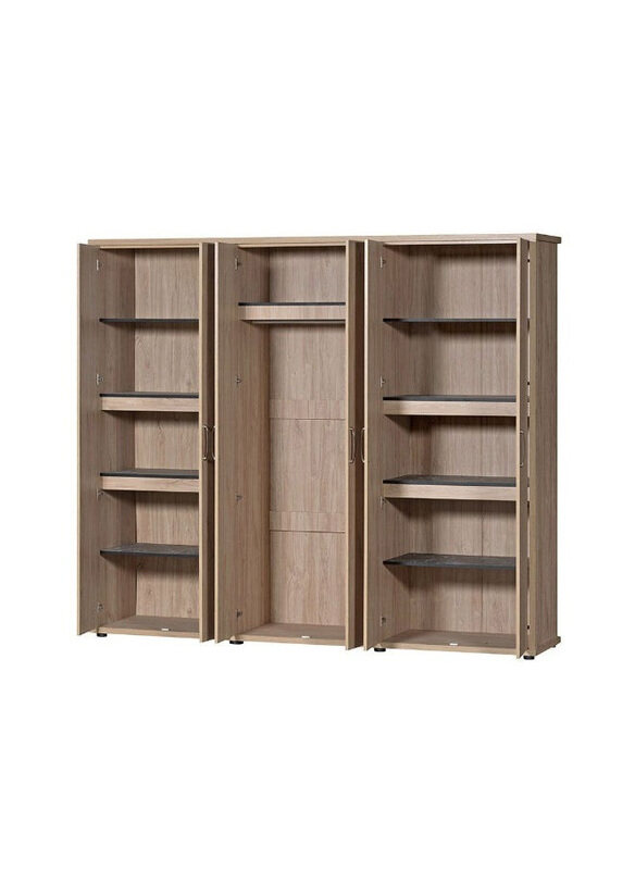

Danube Home V2 Bolivar 6 Door Wardrobe, Oak/Black Faux Marble