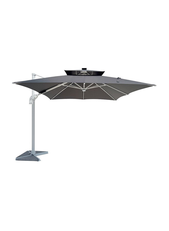 Danube Home Solarium Garden Umbrella with Base Cantilever Patio Parasol, Grey