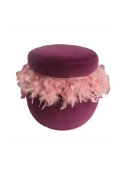 Danube Home Conde Velvet Pouf with Feather, Pink