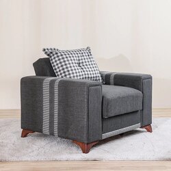 Danube Home Kristel Print Fabric Sofa, Single Seater, Dark Grey