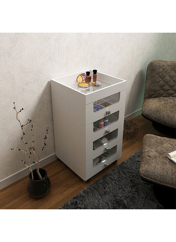 

Danube Home Eldon Modern Design Rectangle Make Up Storage Cabinet Desk, White