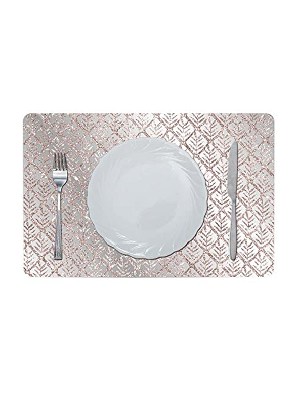 Danube Home Glamour Glitter Metallic Mirror Look Printed Placemat, Rose Gold