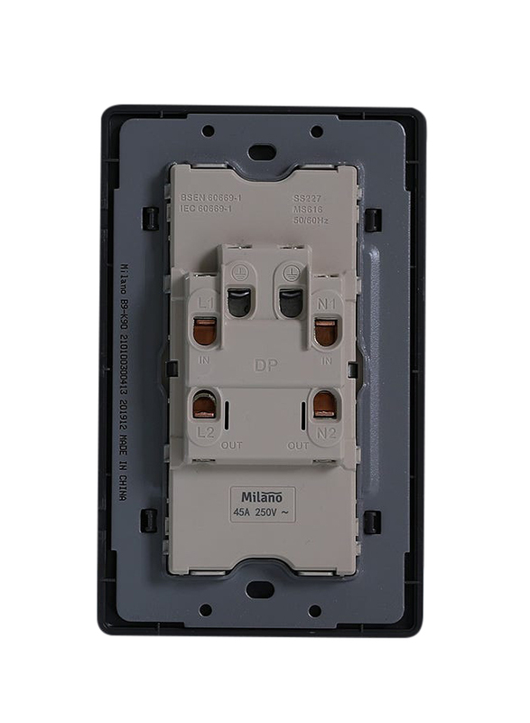 Danube Home Milano 45A Double Pole Switch with Neon Light, Silver