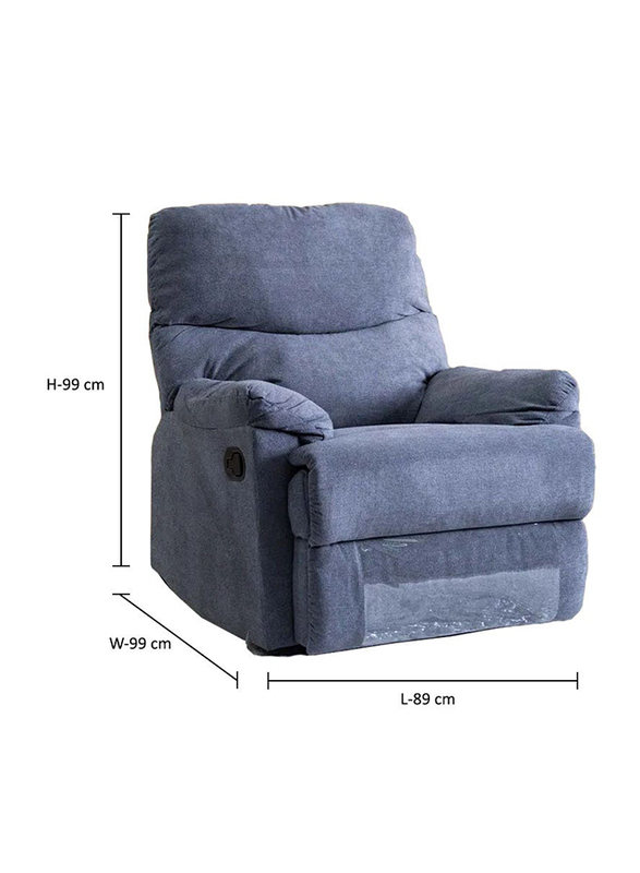 Danube Home V2 Benedict 1 Seater Fabric Recliner Modern Design One Seat Relaxing Chair, Dark Grey