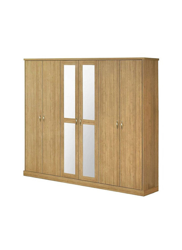 

Danube Home Zirco 6 Door Wardrobe, Brown Oak