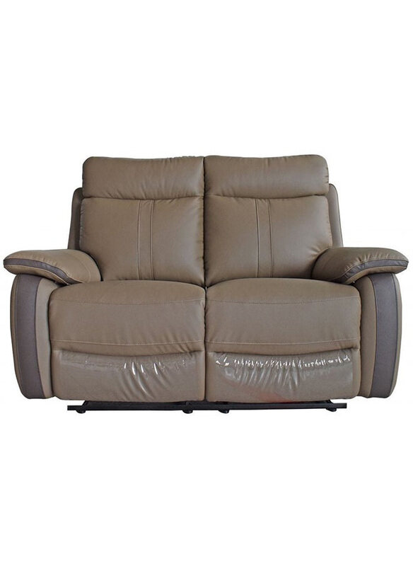 

Danube Home Arlington 2-Seater Half Leather Manual Recliner Sofa, Brown