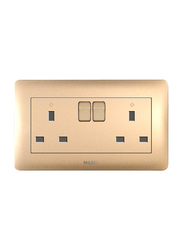 Danube Home Milano 13A Twin Socket with Switch & Led Indicator, Gold