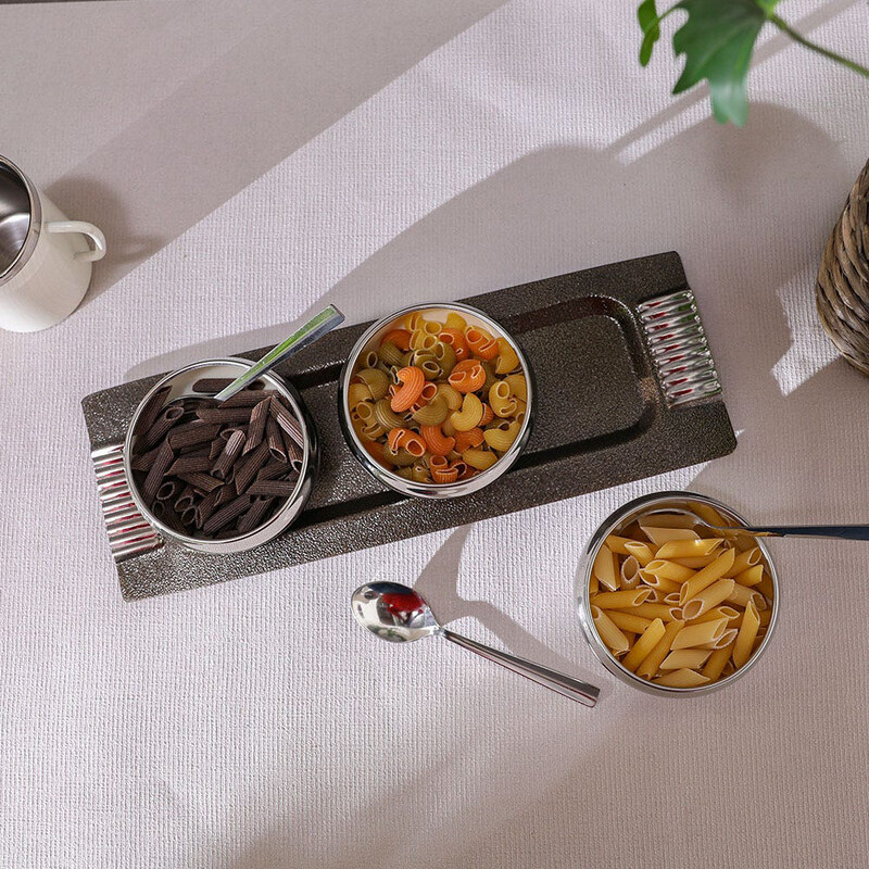 

Danube Home 7-Piece Stainless Steel 201 Celina Snack Serving Set, Brown