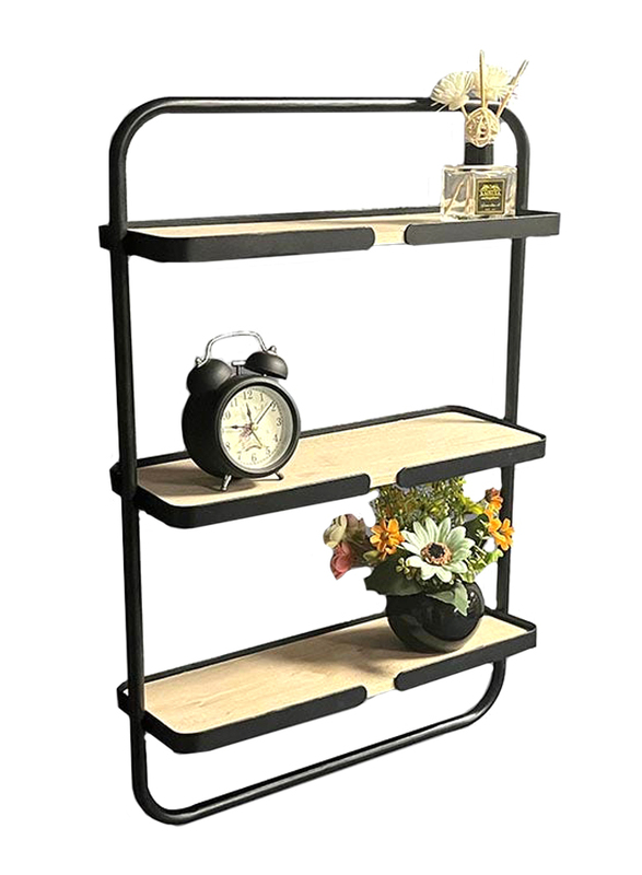 Danube Home 3-Tier Candess Foldable Shelves Rack, Maple/Black