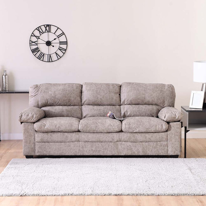 

Danube Home Empress 3 Seater Faux Leather Sofa, Light Brown