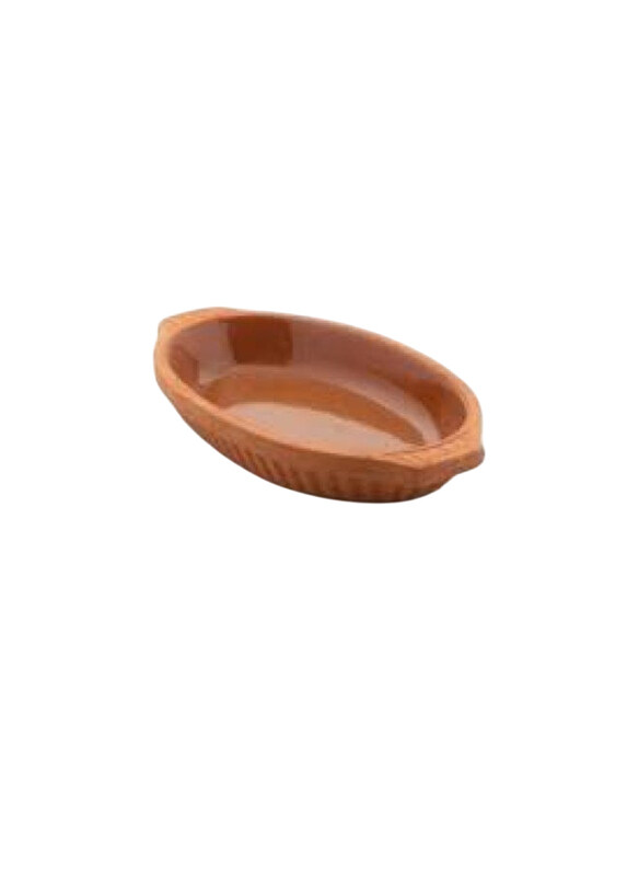

Danube Home Terracotta Oval Inner-Glazed Oven Tray Pan, Brown