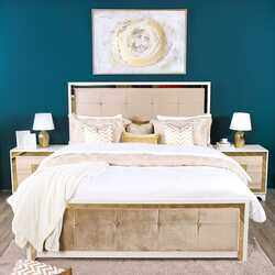 Danube Home Helga King Bed, Silver/Brown