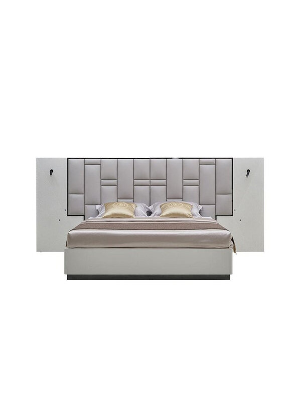 

Danube Home Petruci 180x200 King Bed with Reading Lamps, White/Black