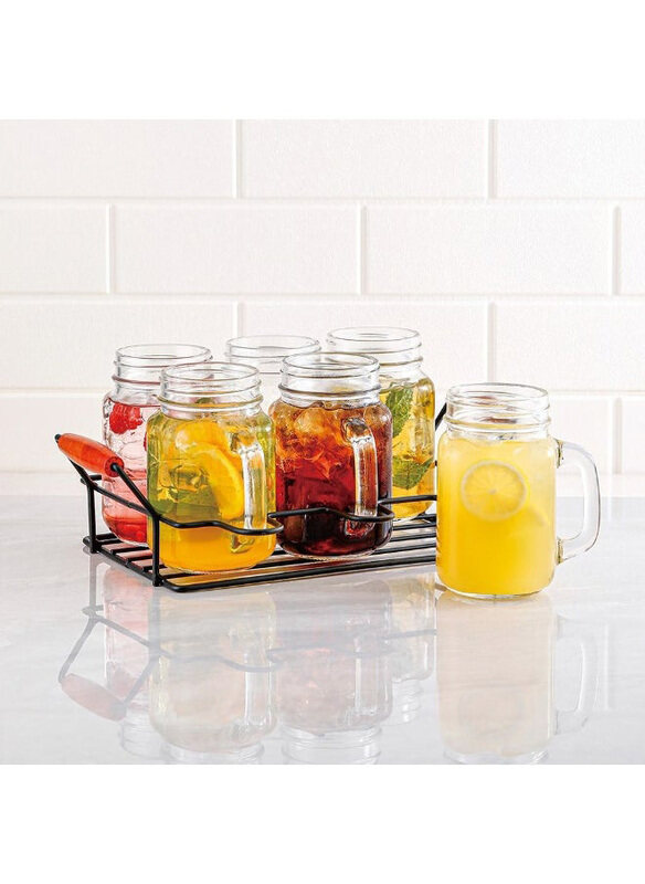 

Danube Home 7-Piece 470ml Danube Essential Drinking Mug Caddy, Clear