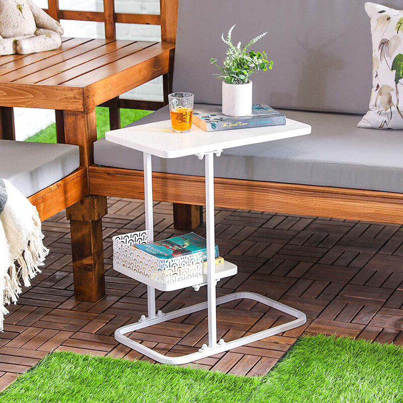 

Danube Home Metal Coffee Table Small Coffee Table End Table Side Table, White