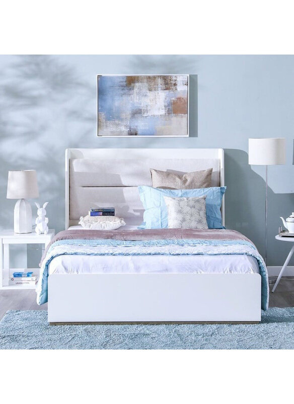 

Danube Home V2 Eliza Strong Sturdy Modern Design Wooden King Bed, White/Oak