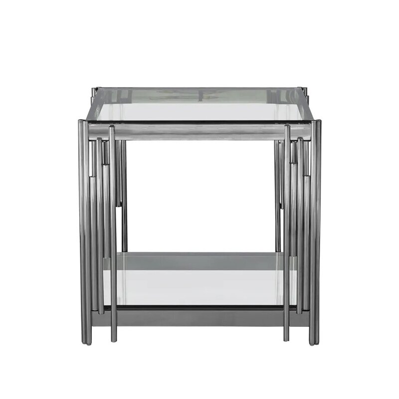 Danube Home Naill Stainless Steel End Table, Silver