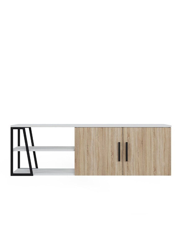 

Danube Home Manzoni High Gloss Tv Unit with Storage, White/Light Oak