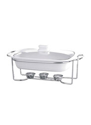 Danube Home 3.15 Liter Pristine Rectangular Porcelain Casserole, White